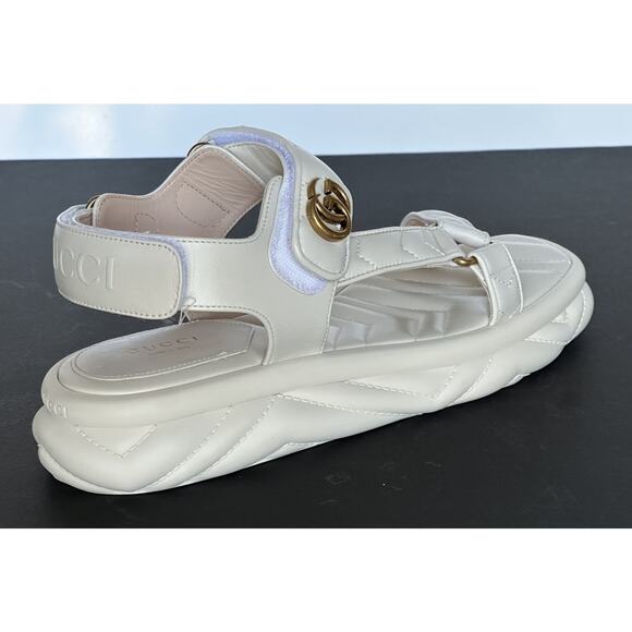 Gucci GG Quilted Open Toe Women’s White Leather Sandals 10 US (40 Eu) 776936 NIB - Picture 6 of 16